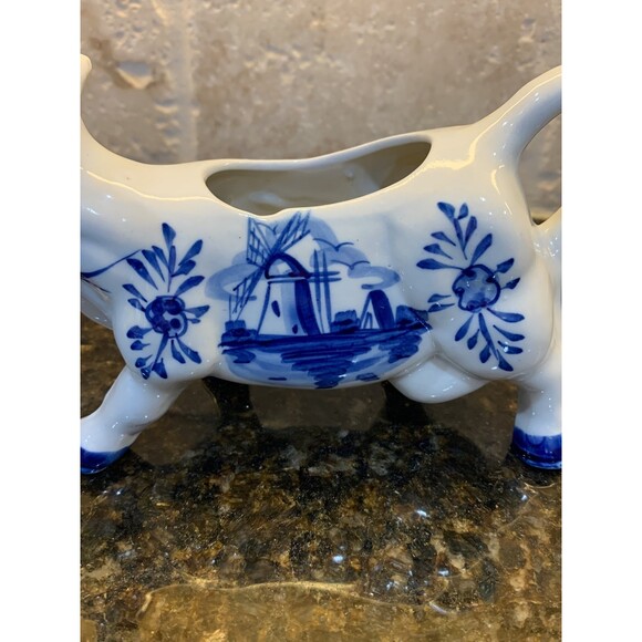 Vintage Handpainted Holland Windmill 1960’s Delft Cow Creamer - EUC - Picture 5 of 9